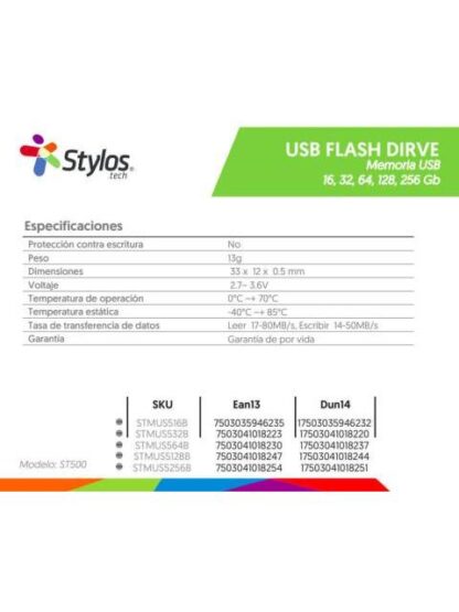 MEMORIA USB STYLOS ST500 256GB USB 2.0 PLATA - Image 8