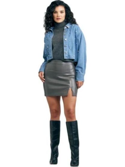 MINI FALDA PIEL VEGANA GRIS HOLLY LAND