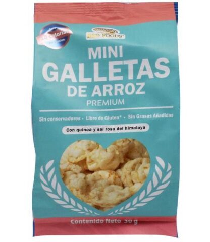 MINI GALLETAS DE ARROZ CON QUINOA Y SAL ROSA 30 G BSD FOODS