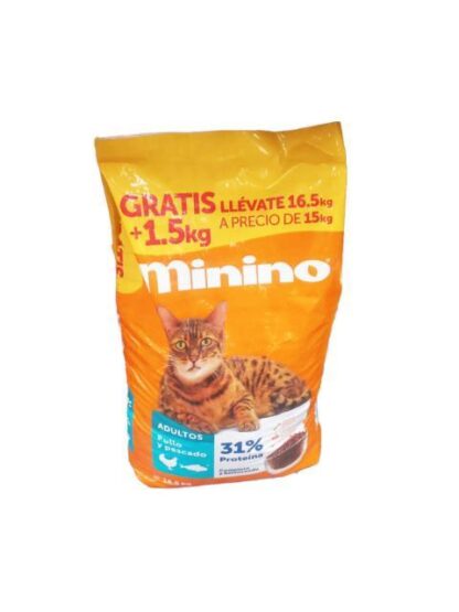 MININO ALIMENTO PARA GATO BULTO 15KG MAS 10% GRATIS