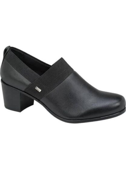 MOCASIN DE PIEL TACON ANCHO NEGRO FLEXI