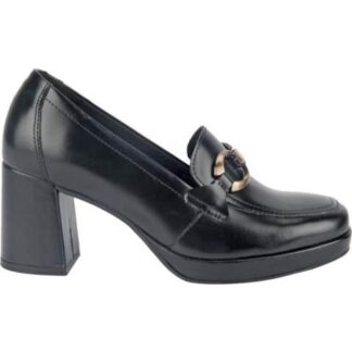 MOCASIN DE PIEL TACON ANCHO Y CADENA NEGRO FLEXI
