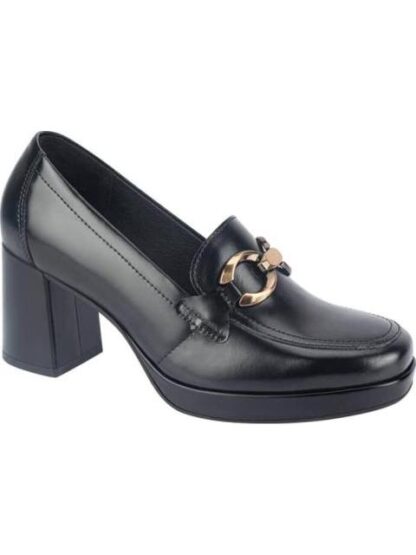 MOCASIN DE PIEL TACON ANCHO Y CADENA NEGRO FLEXI - Image 2