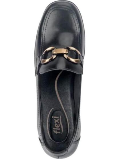 MOCASIN DE PIEL TACON ANCHO Y CADENA NEGRO FLEXI - Image 3