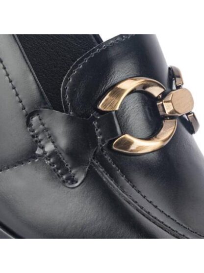 MOCASIN DE PIEL TACON ANCHO Y CADENA NEGRO FLEXI - Image 6