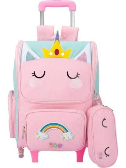 MOCHILA CON RUEDAS ESCOLAR ROSA CUTIE ZOO