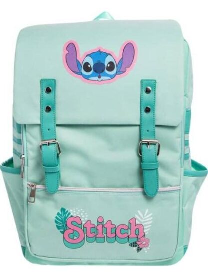 MOCHILA ESCOLAR INFANTIL AZUL TURQUESA STITCH