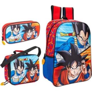 MOCHILA LAPICERA Y LONCHERA          KI KIT ESCOLAR AZUL DRAGON BALL Z