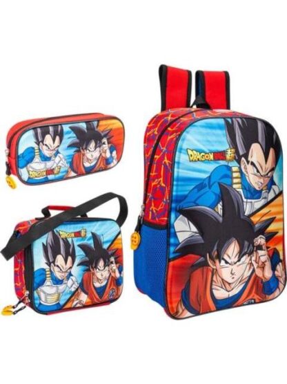 MOCHILA LAPICERA Y LONCHERA          KI KIT ESCOLAR AZUL DRAGON BALL Z