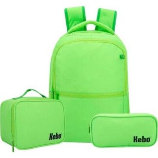 MOCHILA LAPICERA Y LONCHERA KIT ESCOLAR VERDE KEBO