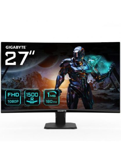 MONITOR GAMER CURVO GIGABYTE GS27FC LCD 27 1920X1080 FULL HD FREESYNC 180HZ HDMI-DISPLAYPORT NEGRO