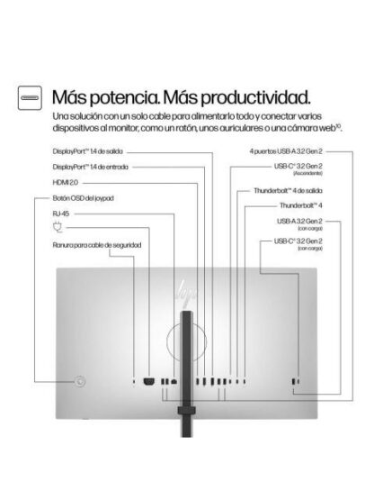 MONITOR HP THUNDERBOLT 4 LCD 27 3840X2160 4K ULTRA HD 60HZ HDMI-DISPLAYPORT NEGRO - Image 3