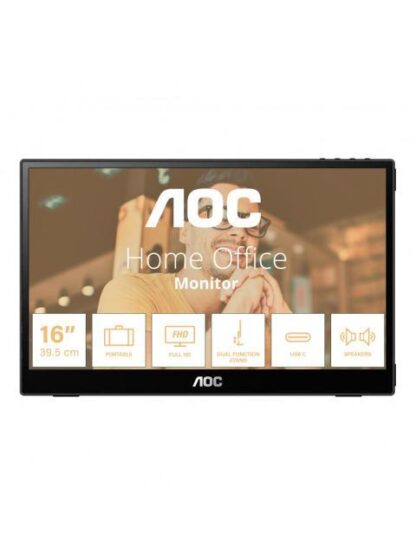 MONITOR PORTATIL AOC 16T3E LED 15.6 FULL HD BOCINAS INTEGRADAS (2 X 1W) NEGRO