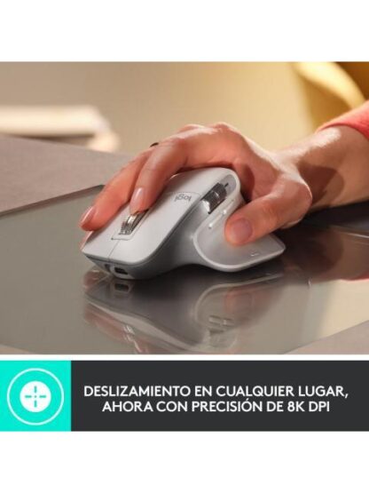 MOUSE ERGONOMICO LOGITECH OPTICO MX MASTER 3S INALAMBRICO BLUETOOTH 8000DPI GRIS PALIDO - Image 7