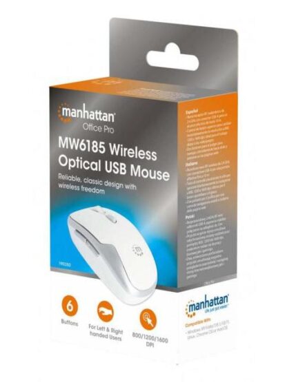 MOUSE MANHATTAN MW6185 INALAMBRICO OPTICO 1.600DPI RF INALAMBRICO BLANCO - Image 2