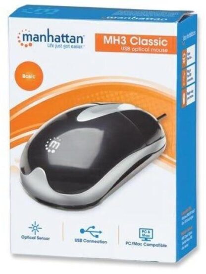 MOUSE MANHATTAN OPTICO MH3 ALAMBRICO 1000DPI USB DISENO CLASICO - Image 6