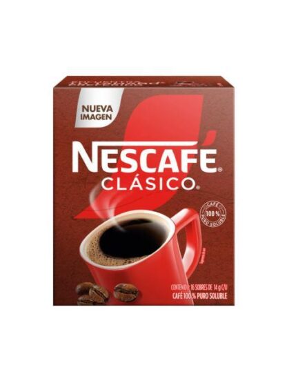 NESCAFE CLASICO PAQUETE CON 16 SOBRES DE 14 GR