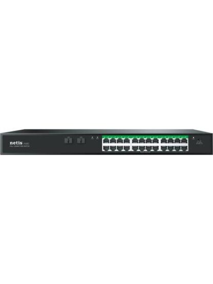 NETIS SWITCH POE P124GC 24 PUERTOS POE Y 2 PUERTOS SFP 360W 1000 MBPS WATCH DOG PLUG PLAY 250 MTS DE ALCANCE EN TRANSMISION NO ADMINISTRABLE