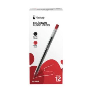 NEXTEP BOLIGRAFO NE-060R PUNTO MEDIANO DE 1MM ROJO 12 PIEZAS