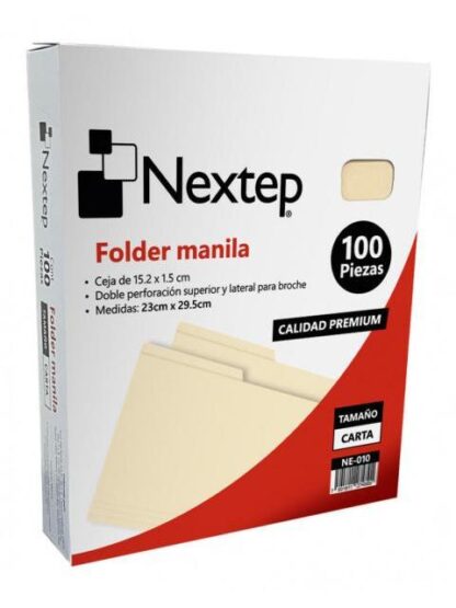 NEXTEP FOLDER NE-010 PAQUETE DE 100 PIEZAS TAMANO CARTA MANILA