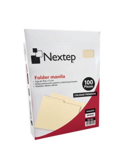 NEXTEP FOLDER NE-011 PAQUETE DE 100 PIEZAS TAMANO OFICIO MANILA