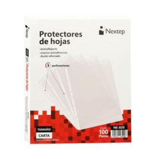 NEXTEP PROTECTOR DE HOJAS NE-020 PAQUETE DE 100 PIEZAS TAMANO CARTA TRANSPARENTE