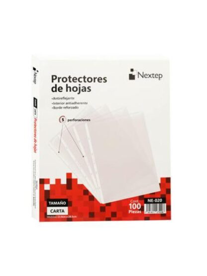 NEXTEP PROTECTOR DE HOJAS NE-020 PAQUETE DE 100 PIEZAS TAMANO CARTA TRANSPARENTE