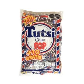 PALETA RELLENA TUTSI CEREZA SUPER BOLSA CON 100 PIEZAS