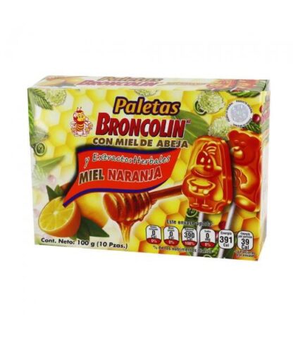 PALETAS BRONCOLIN CON MIEL DE ABEJA Y EXT. HERBALES MIEL-NARANJA BRONCOLIN