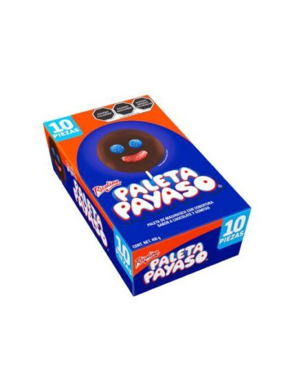 PALETA PAYASO PAQUETE CON 10 PIEZAS DE 45 GR