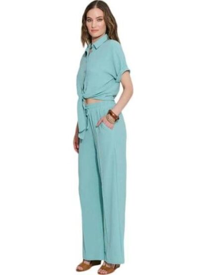 PANTALON ANCHO AZUL TURQUESA HOLLY LAND - Image 5