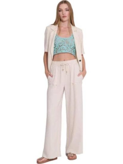 PANTALON ANCHO DE LINO BEIGE HOLLY LAND