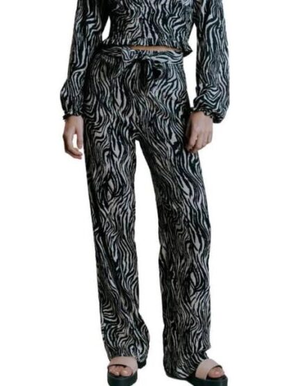 PANTALON ANCHO ESTAMPADO BLANCO/NEGRO HOLLY LAND