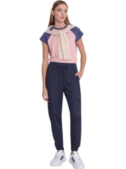PANTALON CARGO DE LINO AZUL HOLLY LAND