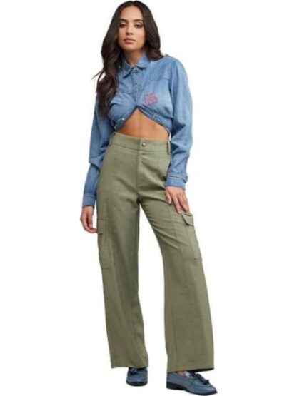 PANTALON RECTO CINTURA ALTA VERDE OLIVO HOLLY LAND - Image 2