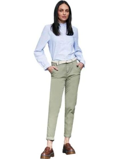 PANTALON CINTURA REGULAR CORTE SKINNY VERDE OLIVO HOLLY LAND