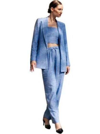 PANTALON DE LINO AZUL HOLLY LAND