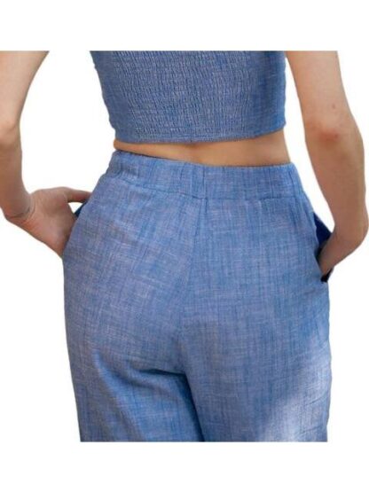 PANTALON DE LINO AZUL HOLLY LAND - Image 4