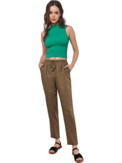 PANTALON RECTO DE LINO VERDE OLIVO HOLLY LAND - Image 2