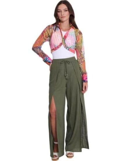 PANTALON DE LINO VERDE OLIVO HOLLY LAND