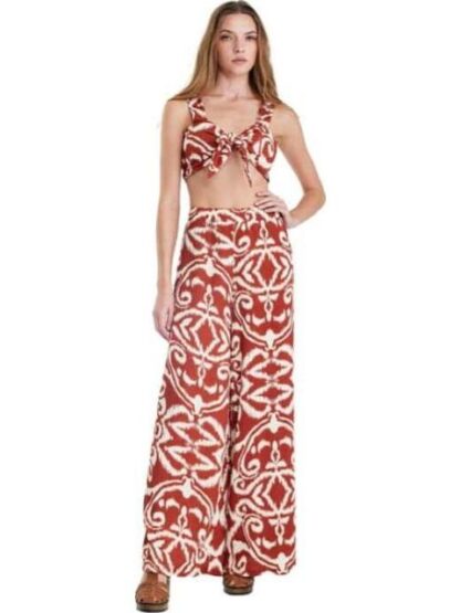 PANTALON ESTAMPADO ROJO LADRILLO HOLLY LAND