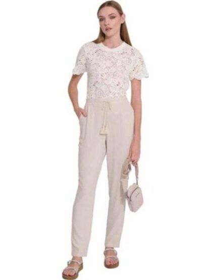 PANTALON RECTO DE LINO BEIGE HOLLY LAND