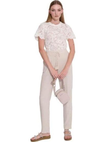 PANTALON RECTO DE LINO BEIGE HOLLY LAND - Image 3