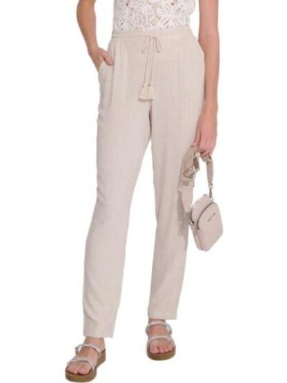 PANTALON RECTO DE LINO BEIGE HOLLY LAND - Image 4