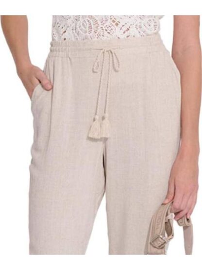 PANTALON RECTO DE LINO BEIGE HOLLY LAND - Image 5
