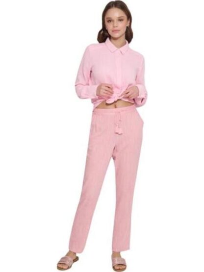 PANTALON RECTO DE LINO ROSA HOLLY LAND