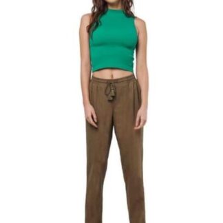PANTALON RECTO DE LINO VERDE OLIVO HOLLY LAND