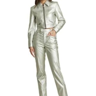 PANTALON RECTO METALICO PLATA HOLLY LAND