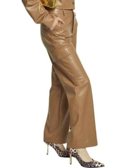 PANTALON RECTO PIEL VEGANA BEIGE/HUESO HOLLY LAND - Image 5