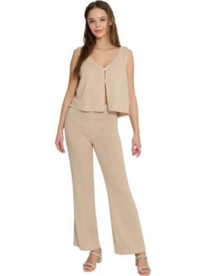 PANTALON TEJIDO CORTE RECTO BEIGE HOLLY LAND - Image 3